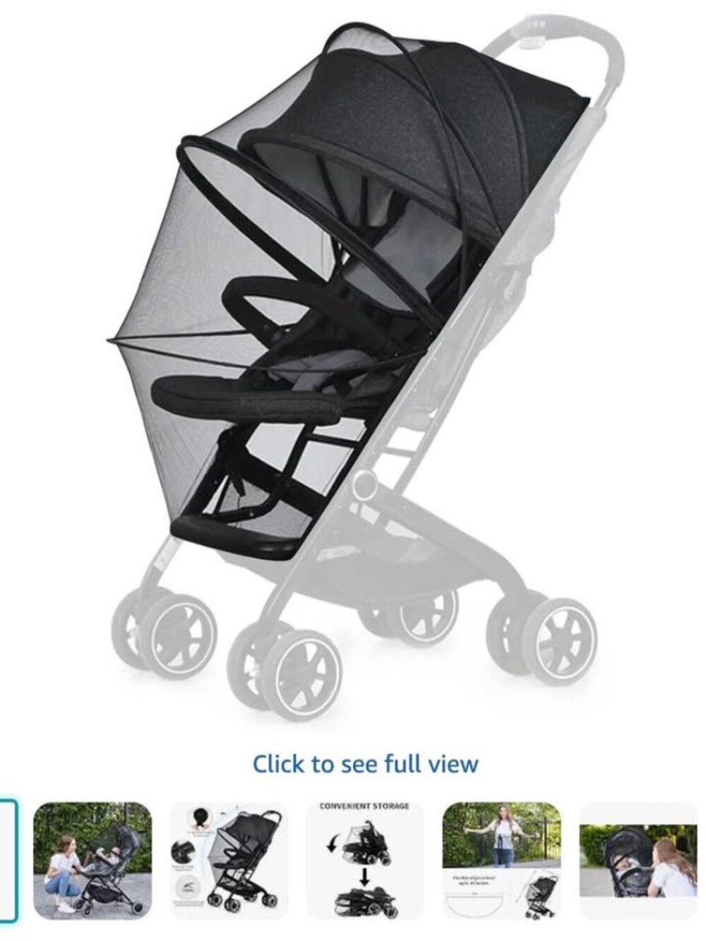 NIP DUOMI Full Cover Black Mosquito Net for Stroller with Double Zipper